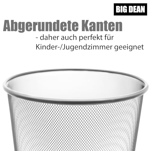 BigDean Papierkorb Mülleimer Silber 20L Draht vielseitiger Mülleimer
