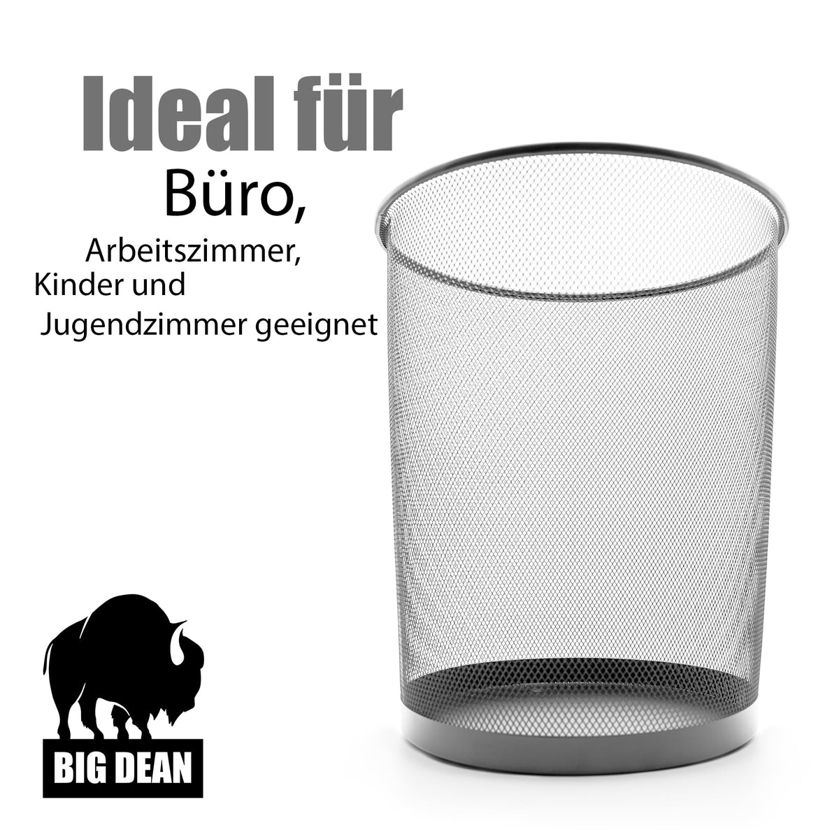 BigDean Papierkorb Mülleimer Silber 20L Draht vielseitiger Mülleimer