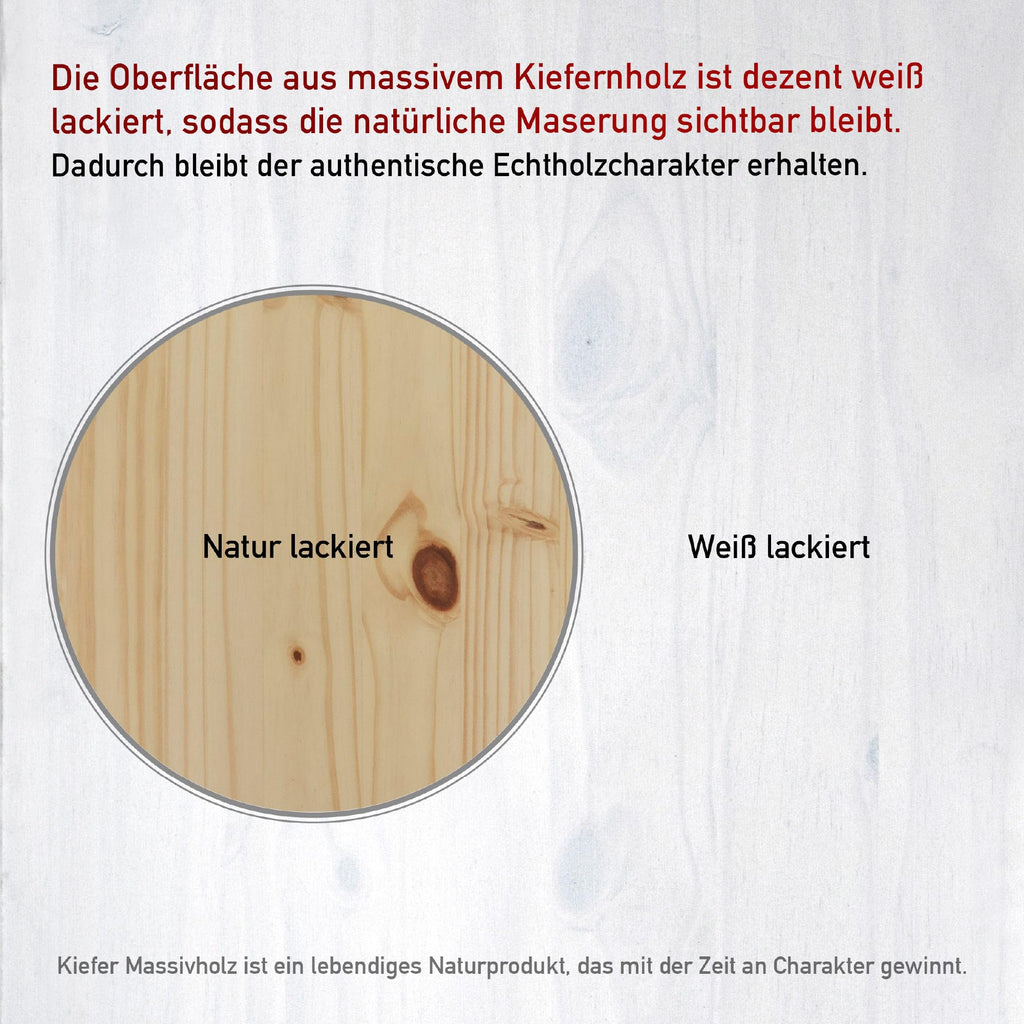 Inter Link – Rollcontainer – Rollcontainer mit 6 Schubladen – Bürocontainer - Rollschrank – Rollwagen – Schubladenkommode - Massiv Kieferholz – Weiß Lackiert - 35 x 40 x 65 cm - Simon