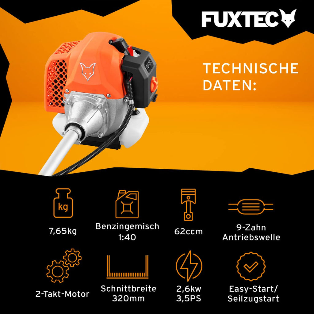 FUXTEC Benzin Motorsense FX-MS162 • 2in1 62ccm 3,5PS 2-Takt Freischneider