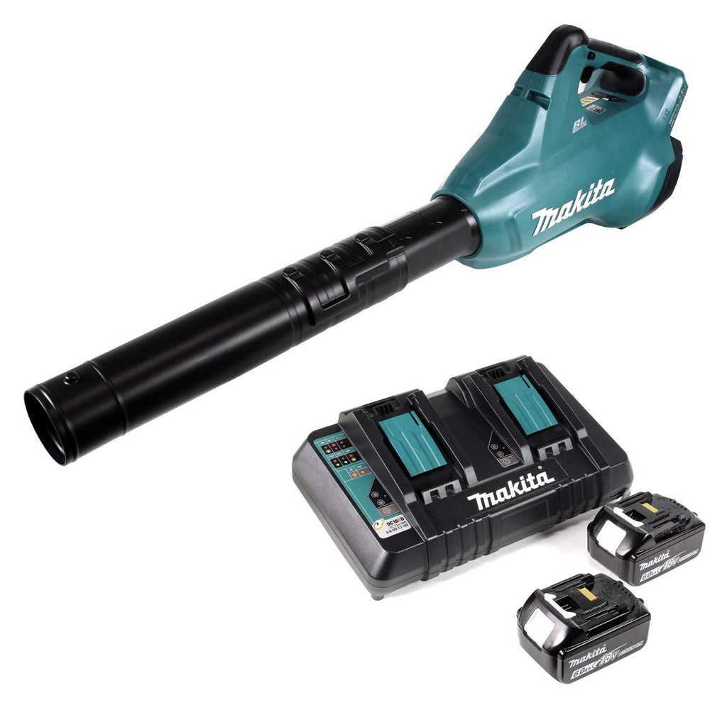 Makita DUB 362 2x18 Volt Akku Laubbläser Akku-Gebläse + 2x 6 Ah Akku + Makita DC 18 RD Doppel Ladegerät