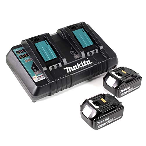 Makita DUB 362 2x18 Volt Akku Laubbläser Akku-Gebläse + 2x 6 Ah Akku + Makita DC 18 RD Doppel Ladegerät