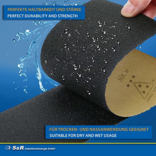 S&R Wasserfestes Schleifpapier Set 60 Stk, Schleifblätter, Schmirgelpapier
