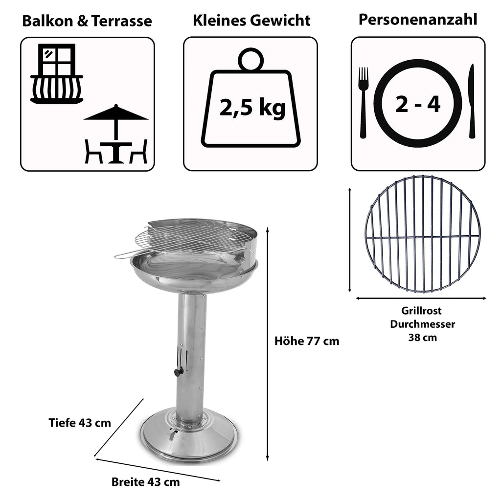ACTIVA Holzkohlegrill Augsburg I Premium Holzkohle Grill inkl. hochwertigem & verchromtem Grillrost I Robuster Kohlegrill für EIN einzigartiges Grillerlebnis