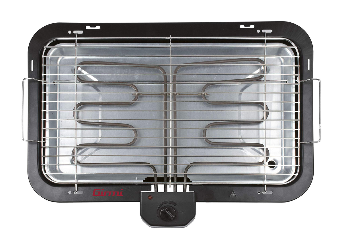 Girmi BQ2100 Grill mit Stand, 2200 W, große Kochfläche 51 x 30 cm, Edelstahl, 51 x 30 cm, Schwarz