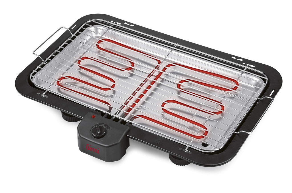 Girmi BQ2100 Grill mit Stand, 2200 W, große Kochfläche 51 x 30 cm, Edelstahl, 51 x 30 cm, Schwarz