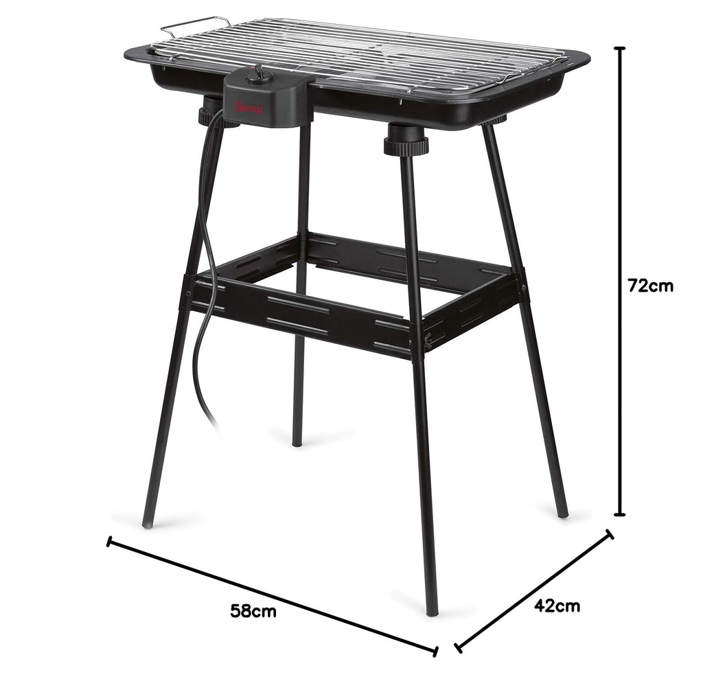 Girmi BQ2100 Grill mit Stand, 2200 W, große Kochfläche 51 x 30 cm, Edelstahl, 51 x 30 cm, Schwarz
