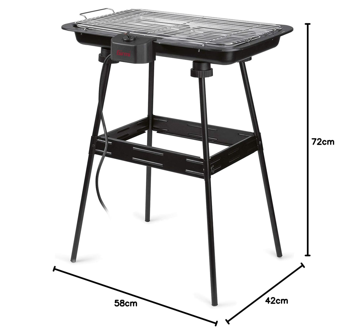 Girmi BQ2100 Grill mit Stand, 2200 W, große Kochfläche 51 x 30 cm, Edelstahl, 51 x 30 cm, Schwarz
