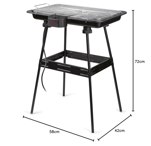 Girmi BQ2100 Grill mit Stand, 2200 W, große Kochfläche 51 x 30 cm, Edelstahl, 51 x 30 cm, Schwarz