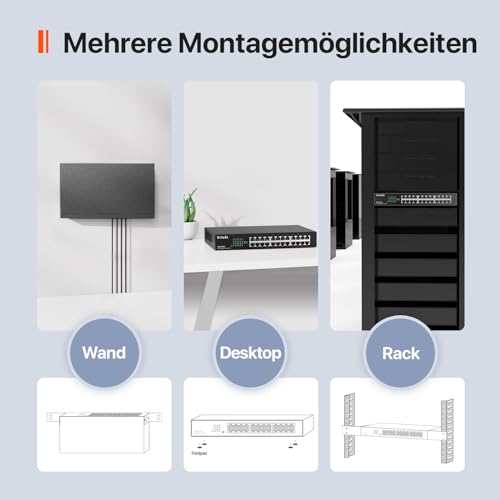 Tenda Gigabit Switch 24 Port Netzwerk Switch 19 Zoll Rackeinbau LAN Switch