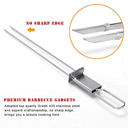 Schaschlikspieße Edelstahl, 33CM (6 Stück) – Zweizinkige BBQ Edelstahl-Flachspieße Schaschlikspieße, Extra Breit: 5 mm und Extra Stark 2 mm Dicke, Kebab Spieße, Grill Zubehör