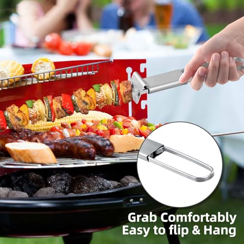 Schaschlikspieße Edelstahl, 33CM (6 Stück) – Zweizinkige BBQ Edelstahl-Flachspieße Schaschlikspieße, Extra Breit: 5 mm und Extra Stark 2 mm Dicke, Kebab Spieße, Grill Zubehör