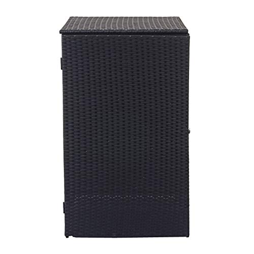 Mendler Mülltonnenverkleidung HWC-E25 Poly-Rattan 120l - schwarz
