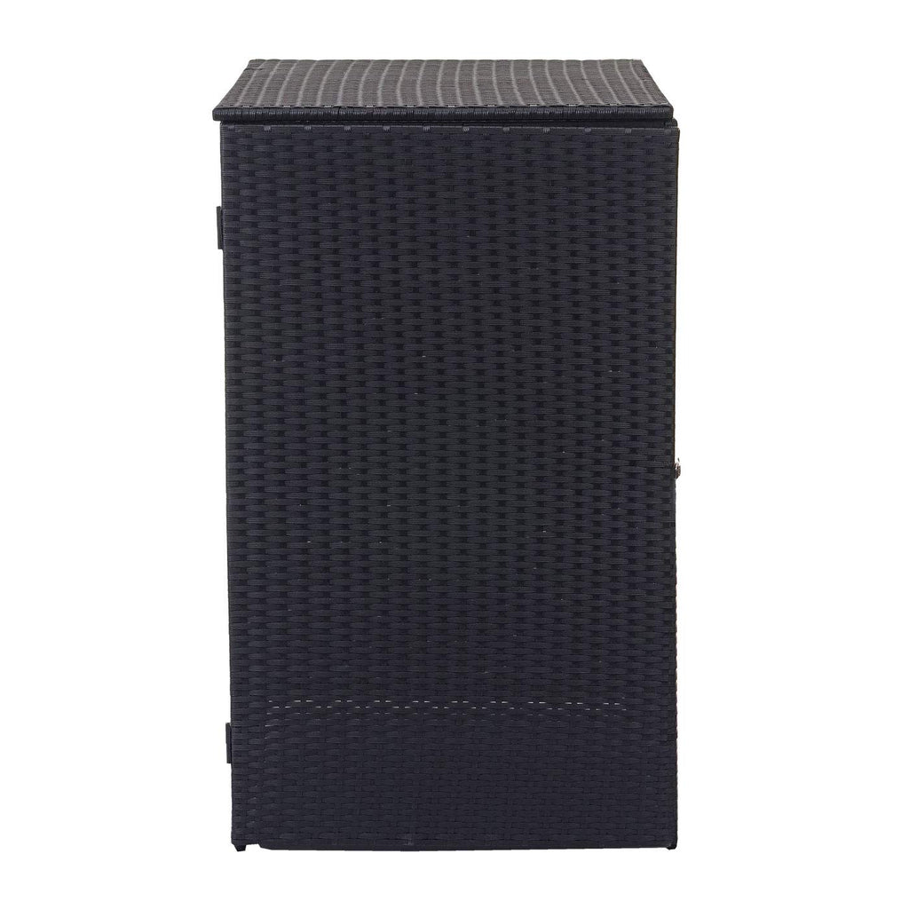 Mendler Mülltonnenverkleidung HWC-E25 Poly-Rattan 120l - schwarz