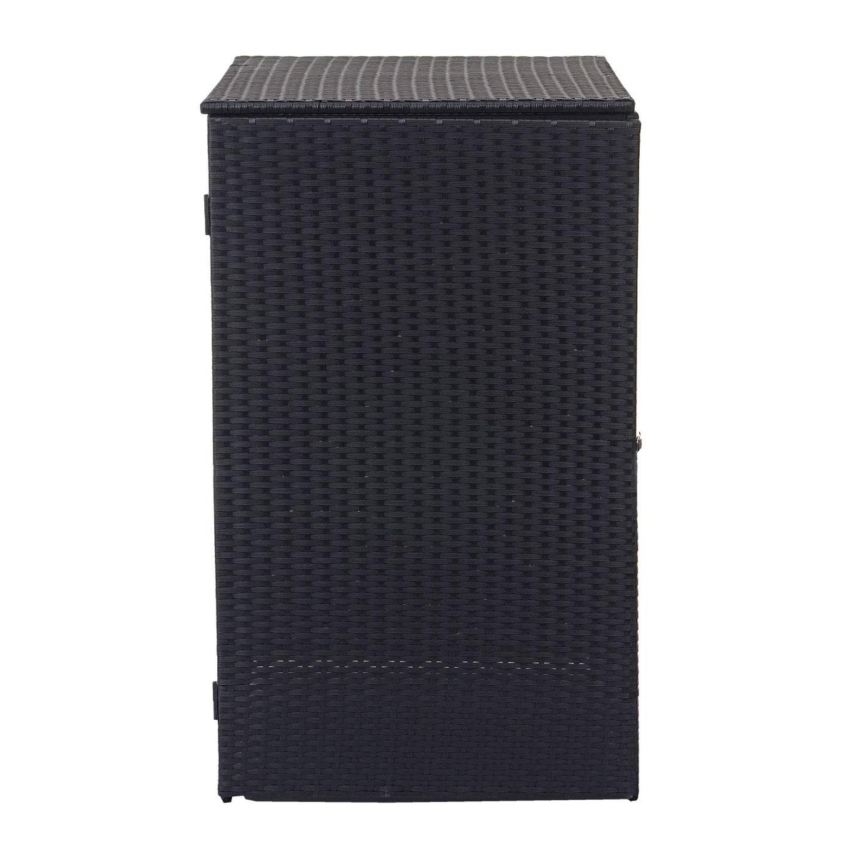 Mendler Mülltonnenverkleidung HWC-E25 Poly-Rattan 120l - schwarz