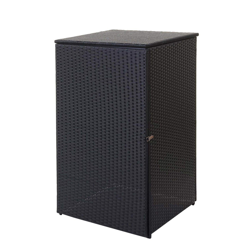 Mendler Mülltonnenverkleidung HWC-E25 Poly-Rattan 120l - schwarz