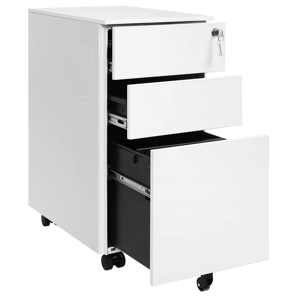 SONGMICS Rollcontainer, unter Schreibtisch, mit 3 Schublade, vormontiert