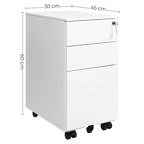 SONGMICS Rollcontainer, unter Schreibtisch, mit 3 Schublade, vormontiert