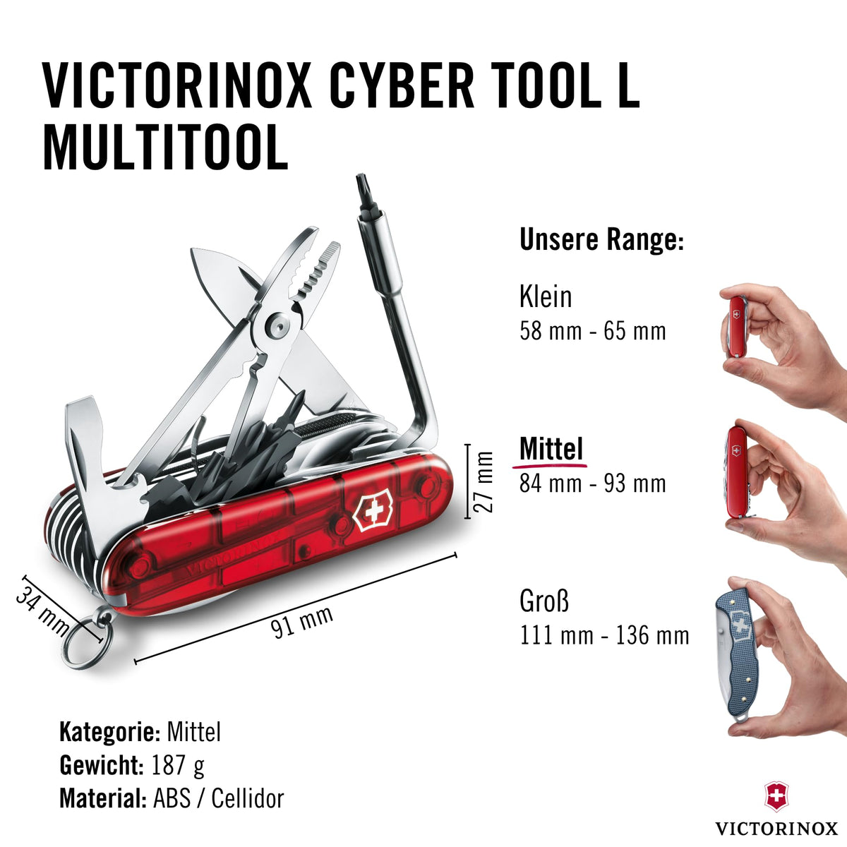 Victorinox Schweizer Taschenmesser Cyber Tool L, Multitool 39 Funktionen