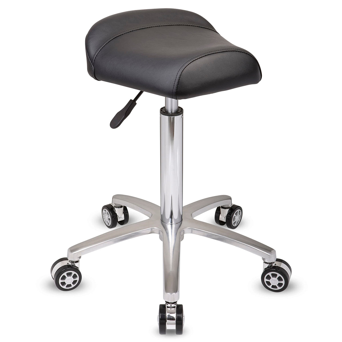 Staboos Rollhocker bis 160 kg - Sattelsitz ergonomisch geformter Praxishocker mit Rollen - Drehhocker höhenverstellbar (55 cm bis 75 cm) Breitsitz