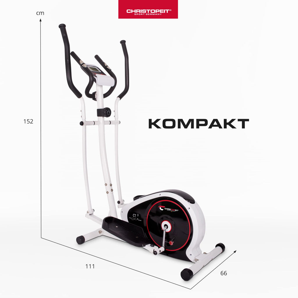 CHRISTOPEIT Crosstrainer für Zuhause - leiser Ellipsentrainer - 8-stufiger Widerstand, Handpulssensoren, 7kg Magnetbremssystem, LCD-Display, Tablethalterung