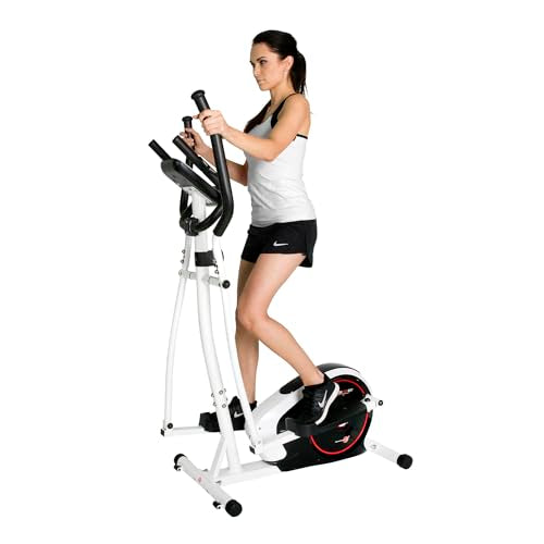 CHRISTOPEIT Crosstrainer für Zuhause - leiser Ellipsentrainer - 8-stufiger Widerstand, Handpulssensoren, 7kg Magnetbremssystem, LCD-Display, Tablethalterung