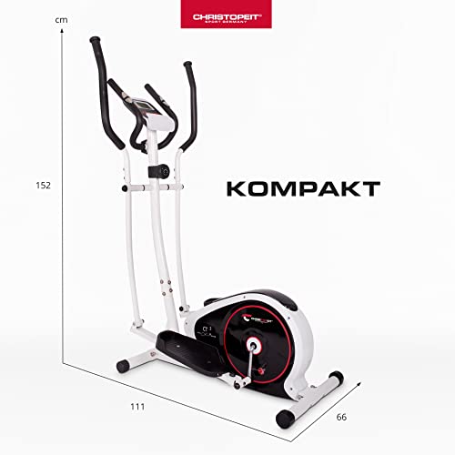 CHRISTOPEIT Crosstrainer für Zuhause - leiser Ellipsentrainer - 8-stufiger Widerstand, Handpulssensoren, 7kg Magnetbremssystem, LCD-Display, Tablethalterung