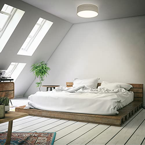 B.K.Licht - Deckenlampe mit Lampenschirm aus Stoff, Taupe, E27 Fassung, max. 40 Watt, 300mm, Deckenleuchte, Lampe, Wohnzimmerlampe, Schlafzimmerlampe, Küchenlampe, Deckenbeleuchtung, 30x10cm