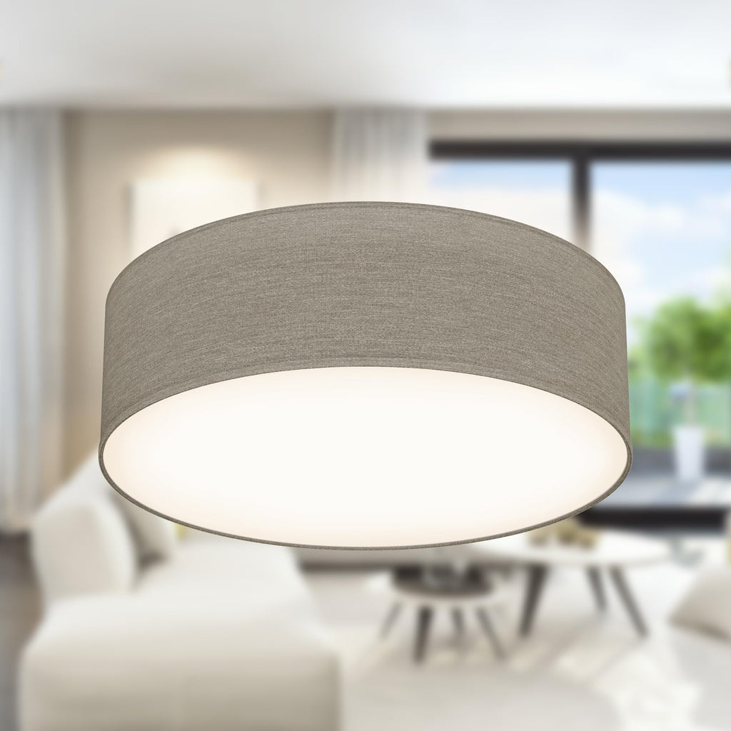 B.K.Licht - Deckenlampe mit Lampenschirm aus Stoff, Taupe, E27 Fassung, max. 40 Watt, 300mm, Deckenleuchte, Lampe, Wohnzimmerlampe, Schlafzimmerlampe, Küchenlampe, Deckenbeleuchtung, 30x10cm