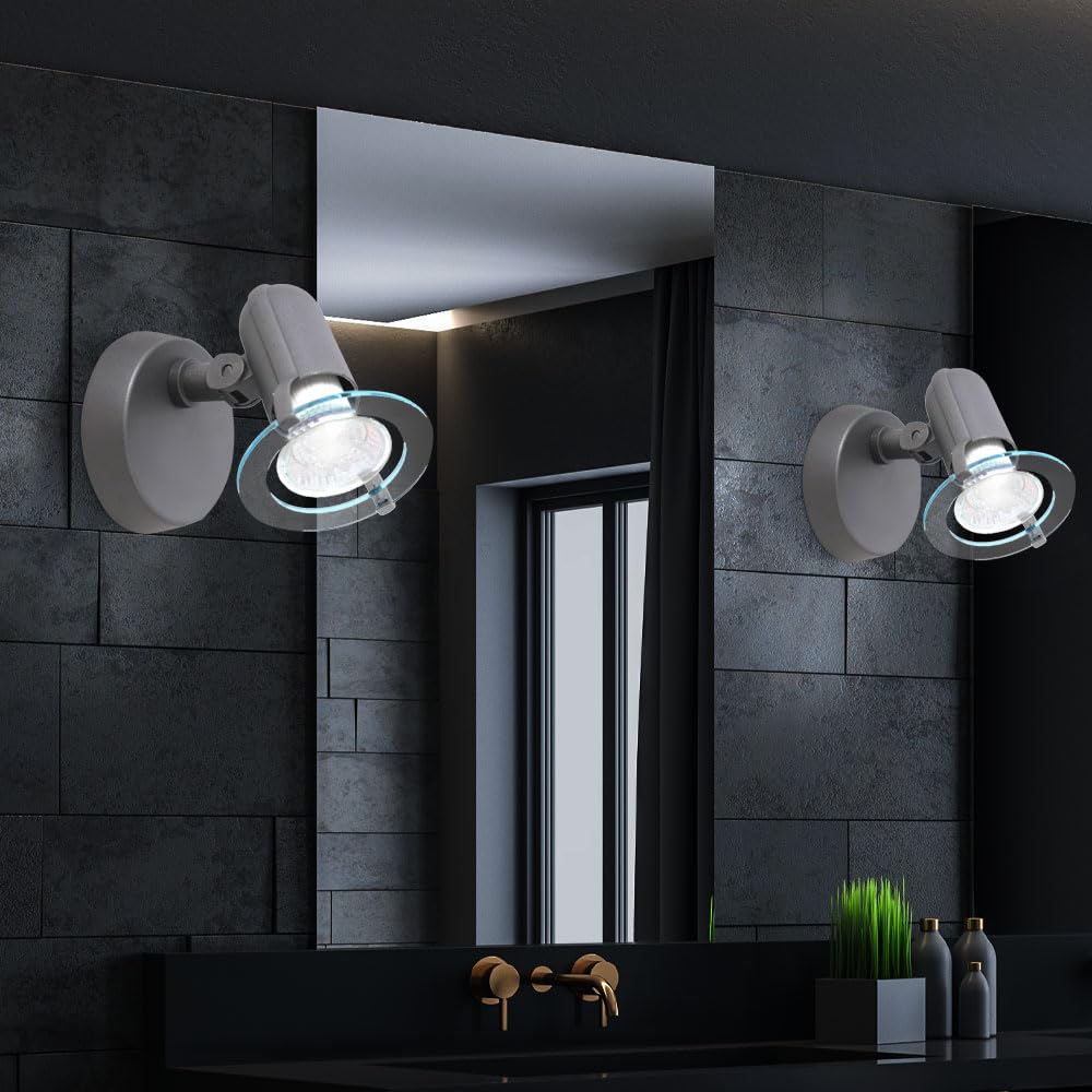 BRILONER 2er Set Wand Lampe Esszimmer Wandstrahler beweglich 1x E14 Fassung Spot Büro Diele