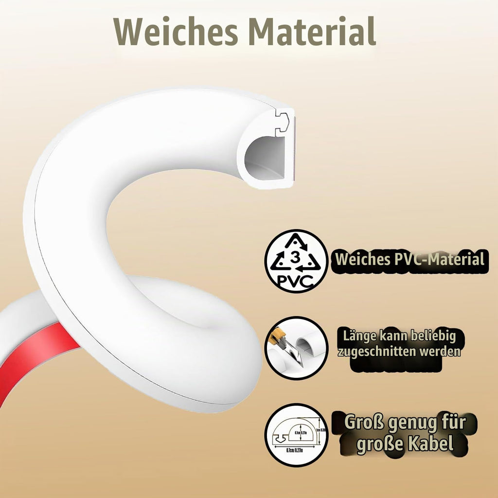 kabelkanal weiß selbstklebend kabelkanal flexibel weiß mini kabelkanal Kabelleiste Kabeltunnel rund,Cable Hider,Kabelkanäle für alle Netzkabel in Haushalt 2M