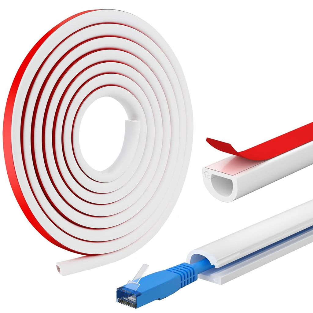 kabelkanal weiß selbstklebend kabelkanal flexibel weiß mini kabelkanal Kabelleiste Kabeltunnel rund,Cable Hider,Kabelkanäle für alle Netzkabel in Haushalt 2M