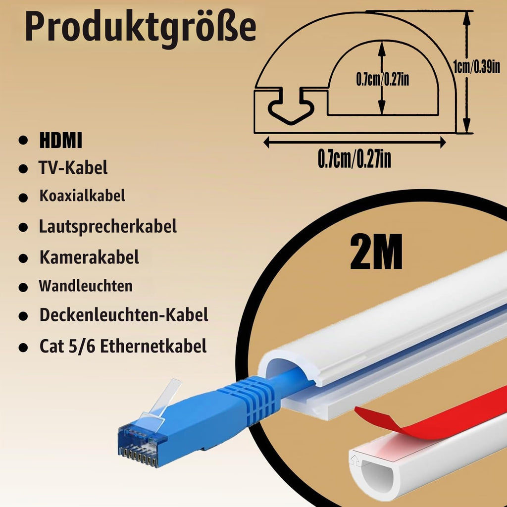 kabelkanal weiß selbstklebend kabelkanal flexibel weiß mini kabelkanal Kabelleiste Kabeltunnel rund,Cable Hider,Kabelkanäle für alle Netzkabel in Haushalt 2M