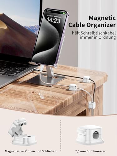 6 Stück Kabelhalter Schreibtisch, Kabelorganizer, Kabelclips Magnetisch
