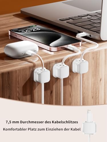 6 Stück Kabelhalter Schreibtisch, Kabelorganizer, Kabelclips Magnetisch