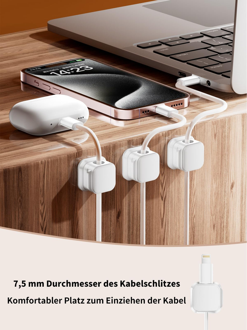 6 Stück Kabelhalter Schreibtisch, Kabelorganizer, Kabelclips Magnetisch