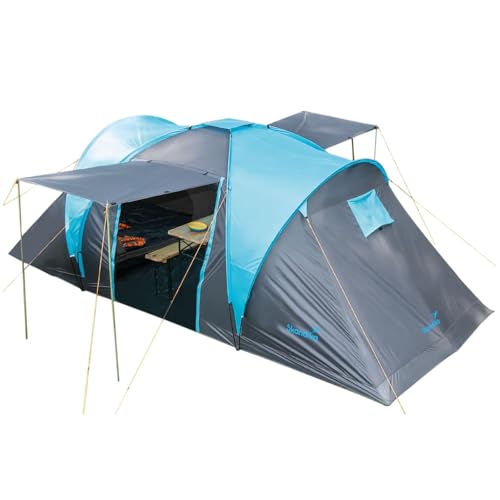 Skandika Kuppelzelt Hammerfest 4/4+ | Camping Zelt 4 Personen mit/ohne eingenähtem Zeltboden, mit/ohne Sleeper Technologie, 2 Kabinen, 2 m Stehhöhe, wasserdicht, 3000 mm Wassersäule | Campingzelt