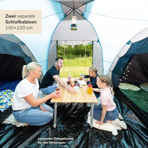 Skandika Kuppelzelt Hammerfest 4/4+ | Camping Zelt 4 Personen mit/ohne eingenähtem Zeltboden, mit/ohne Sleeper Technologie, 2 Kabinen, 2 m Stehhöhe, wasserdicht, 3000 mm Wassersäule | Campingzelt