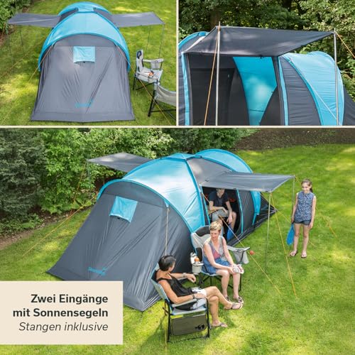 Skandika Kuppelzelt Hammerfest 4/4+ | Camping Zelt 4 Personen mit/ohne eingenähtem Zeltboden, mit/ohne Sleeper Technologie, 2 Kabinen, 2 m Stehhöhe, wasserdicht, 3000 mm Wassersäule | Campingzelt
