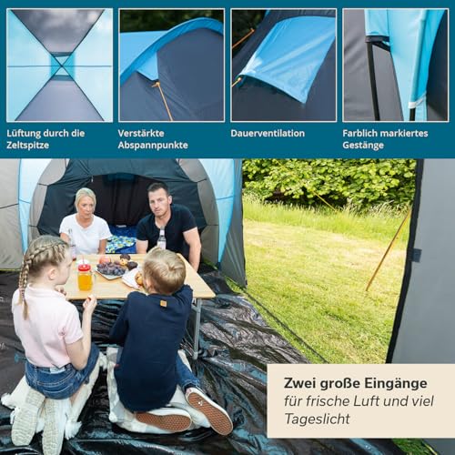 Skandika Kuppelzelt Hammerfest 4/4+ | Camping Zelt 4 Personen mit/ohne eingenähtem Zeltboden, mit/ohne Sleeper Technologie, 2 Kabinen, 2 m Stehhöhe, wasserdicht, 3000 mm Wassersäule | Campingzelt