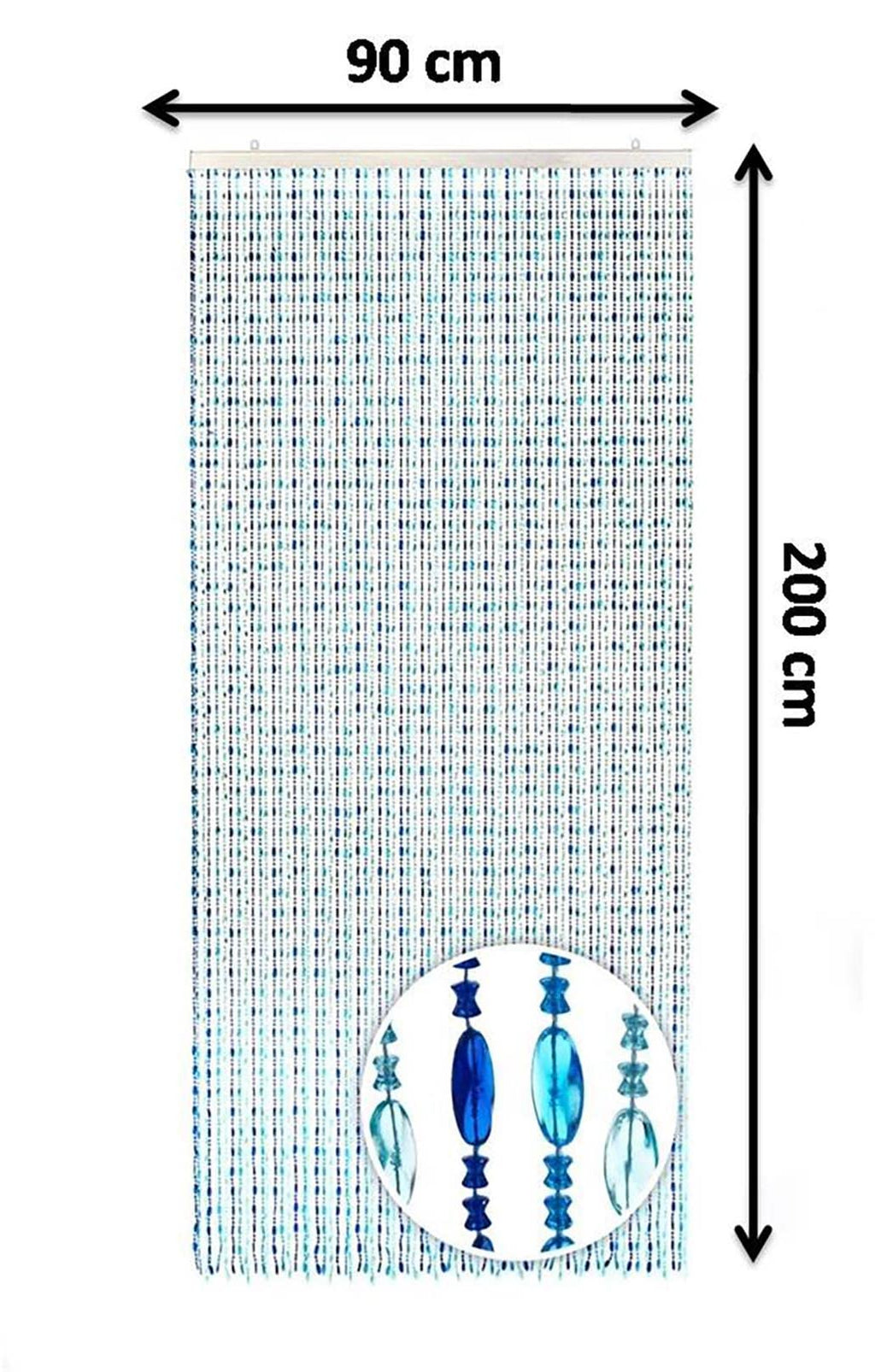 Kobolo Perlenvorhang Ocean 90x200cm Türvorhang mit 72 90x200 cm Blau