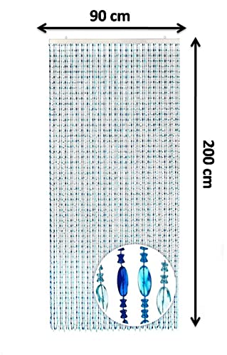 Kobolo Perlenvorhang Ocean 90x200cm Türvorhang mit 72 90x200 cm Blau