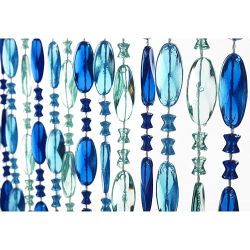 Kobolo Perlenvorhang Ocean 90x200cm Türvorhang mit 72 90x200 cm Blau
