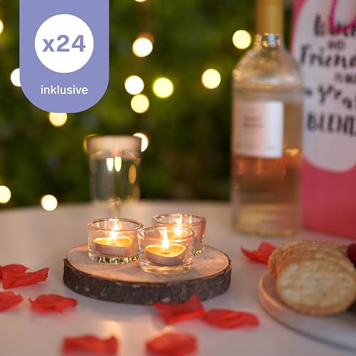 MATANA – 24 Elegante Teelichthalter - Teelichter Glas für Zuhause, 5cm Teelichthalter, Klar Teelichtgläser - Kerzenglas für Hochzeit, Dekorativ Kerzenglas, Teelicht Gläser für Standard-Teelichter