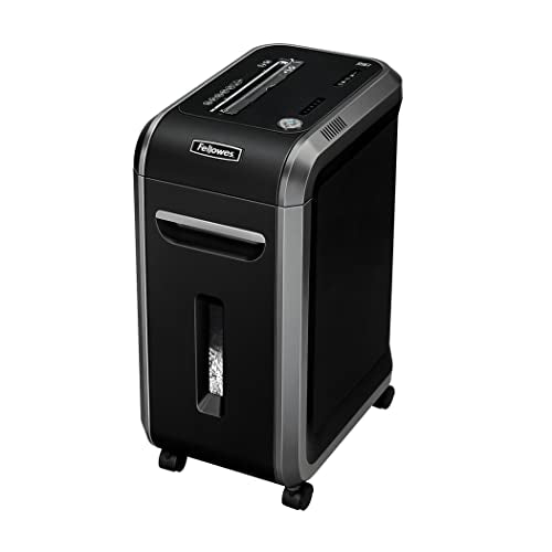 Fellowes 18 Blatt Aktenvernichter, Partikelschnitt (P4) Papierschredder für Büro, Powershred 99Ci, Schredder mit 100% staufrei Technologie, Safesense, Energiesparsystem, 34L Papierkorb, CD Schredder