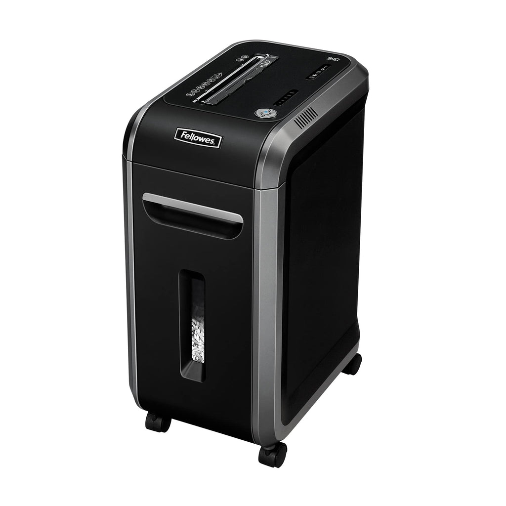 Fellowes 18 Blatt Aktenvernichter, Partikelschnitt (P4) Papierschredder für Büro, Powershred 99Ci, Schredder mit 100% staufrei Technologie, Safesense, Energiesparsystem, 34L Papierkorb, CD Schredder