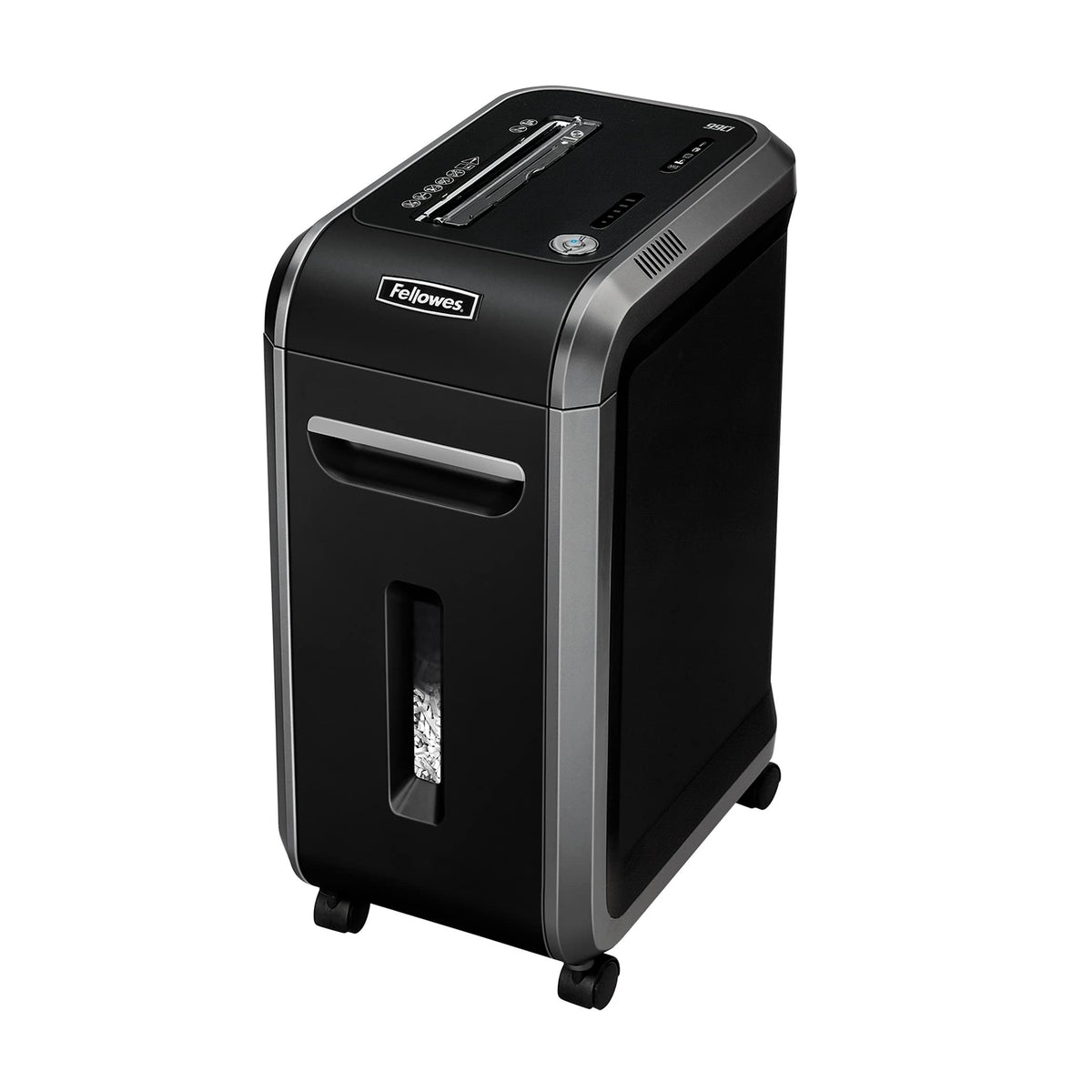 Fellowes 18 Blatt Aktenvernichter, Partikelschnitt (P4) Papierschredder für Büro, Powershred 99Ci, Schredder mit 100% staufrei Technologie, Safesense, Energiesparsystem, 34L Papierkorb, CD Schredder