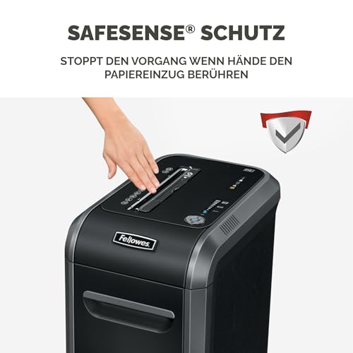 Fellowes 18 Blatt Aktenvernichter, Partikelschnitt (P4) Papierschredder für Büro, Powershred 99Ci, Schredder mit 100% staufrei Technologie, Safesense, Energiesparsystem, 34L Papierkorb, CD Schredder