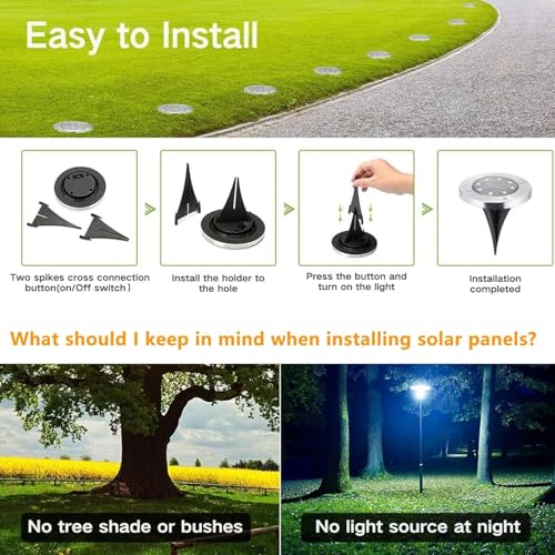 Joomer Solar Bodenleuchten Aussen mit 8 LEDs 12 Stück 3000K Warmweiß