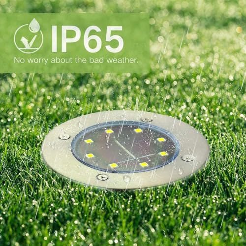 Joomer Solar Bodenleuchten Aussen mit 8 LEDs 12 Stück 3000K Warmweiß